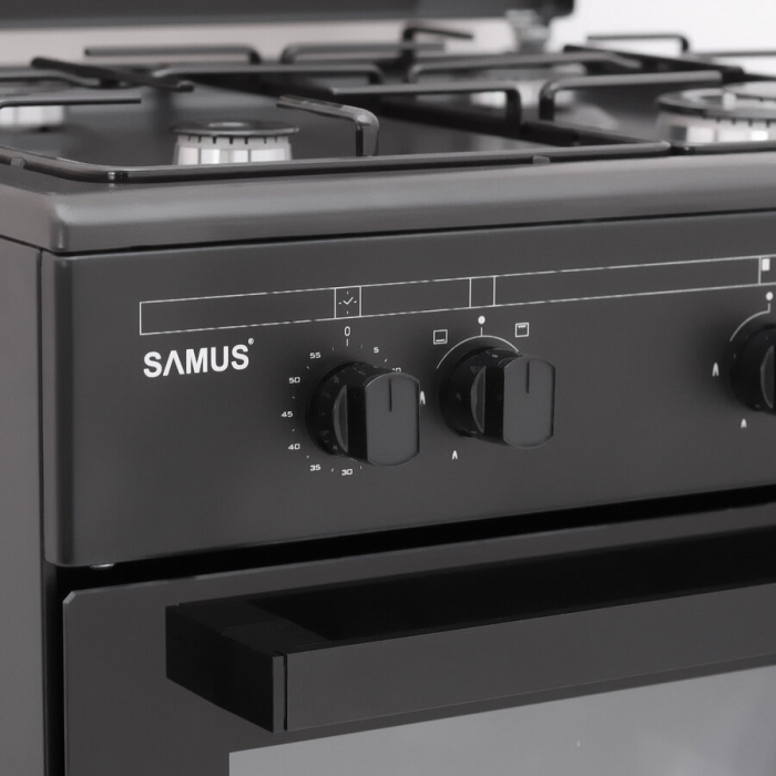 Aragaz Samus SM667APGS, 4 Arzatoare Gaz, Cuptor Gaz, 56 L, Grill, Timer mecanic, Antracit [3]