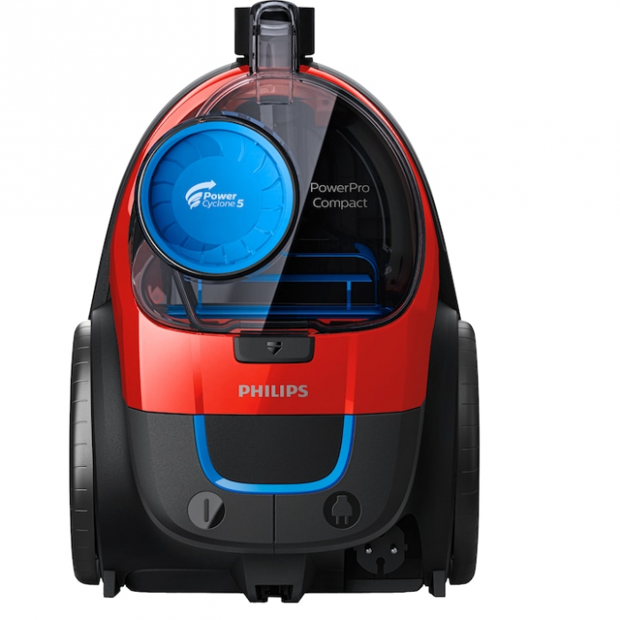 Aspirator fara sac Philips PowerPro Compact FC9330/09, 750W, PowerCyclone 5, perii triactive, parchet, filtru anti-alergic ECARF, rosu [3]