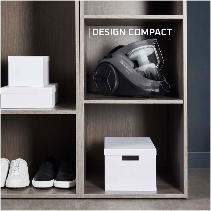 Aspirator fara sac Rowenta Compact Power™ Cyclonic RO3726EA, 750W, recipient praf 1.5L, filtrare 99.98%, raza de operare 8.8m, tub metalic telescopic, zgomot redus 79 dB(A), sistem CleanExpress, gri [6]