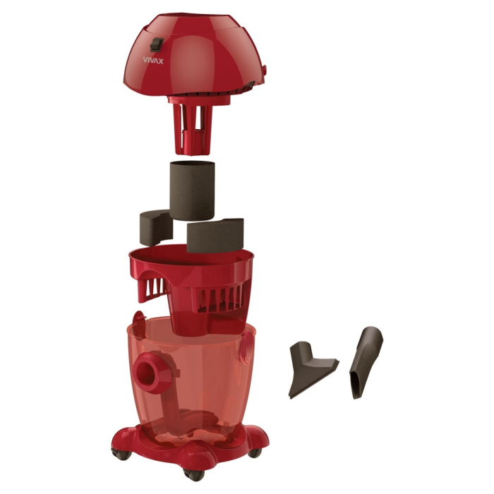 Aspirator fara sac Umed&Uscat Vivax VCW-2002R R2, 2000W, filtru Spongios, Rosu [3]