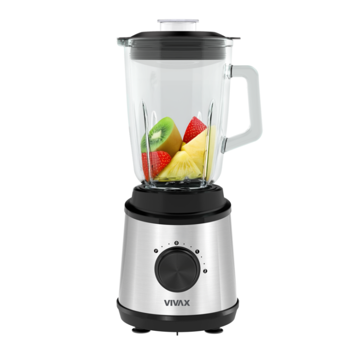 Blender Vivax BL-800X, 800 W, capacitate 1, 5 L, borcan de sticla, 2 viteze + Turbo Pulse, Negru/Inox [4]