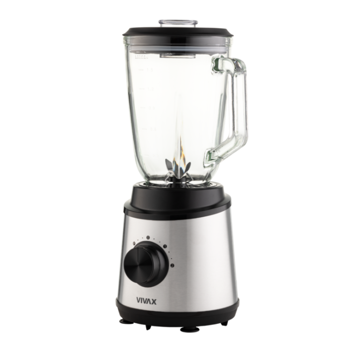 Blender Vivax BL-800X, 800 W, capacitate 1, 5 L, borcan de sticla, 2 viteze + Turbo Pulse, Negru/Inox [3]