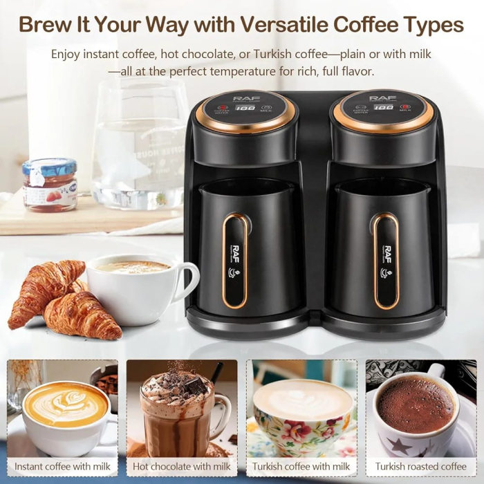 Cafetieră Electrică RAF R-145, 600W, Capacitate 600 ml, Sistem Dublu de Încălzire, Pentru Până la 6 Cești, Aparat de Preparat Cafea Turcească și Grecească, Compact și Practic [5]
