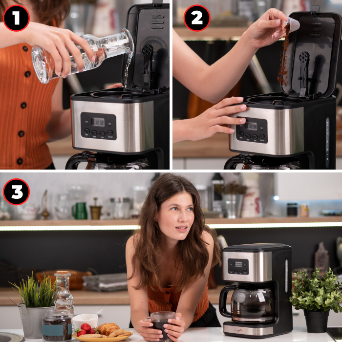 Cafetiera MYRIA MY4118, 1.5l, 900W, 12 cesti, negru-argintiu [4]