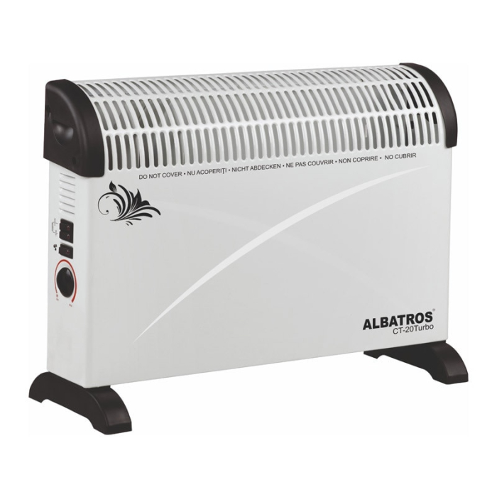 Convector electric Albatros CT-20 Turbo, 2000 W, 3 trepte, 570 x 134 x 400 mm, termostat, turbo, protectie supraincalzire, alb [2]