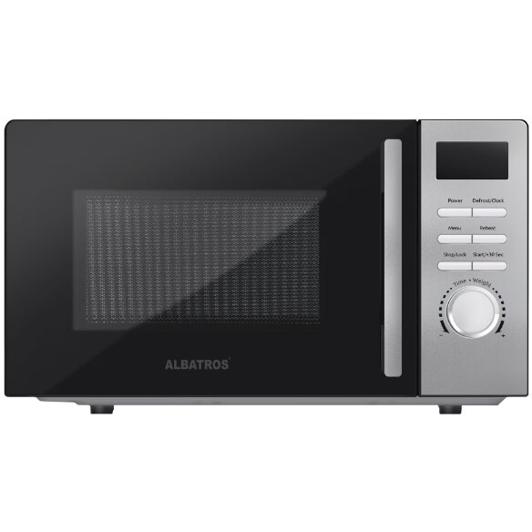 Cuptor cu microunde Albatros MWA-20D4B, 20 L, 700 W, 5 Nivele de putere, 8 Programe de preparare, Dezghetare, Digital, Negru/ Argintiu [5]