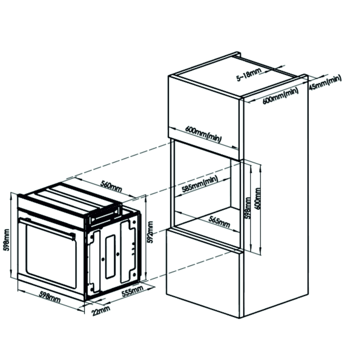 Cuptor electric incorporabil Samus SC625GDX5, clasa A, 75 litri, 5 functii, semi-grill, ventilator convectie, functie dezghetare, temporizator, display digital, 2000 W, negru [3]