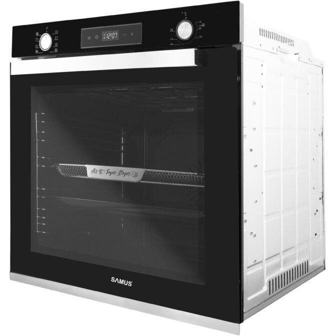 Cuptor electric incorporabil Samus SCE828GCF3D, clasa A, 80 litri, 8 functii, gatire 3D, grill, ventilatie, timer, afisaj digital, curatare catalitica, 2500 W, negru [3]