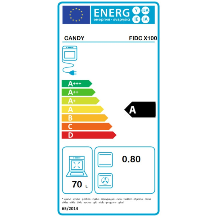 Cuptor incorporabil electric Candy Idea FIDCX100, Electric, 70 l, Clasa A, Inox [9]