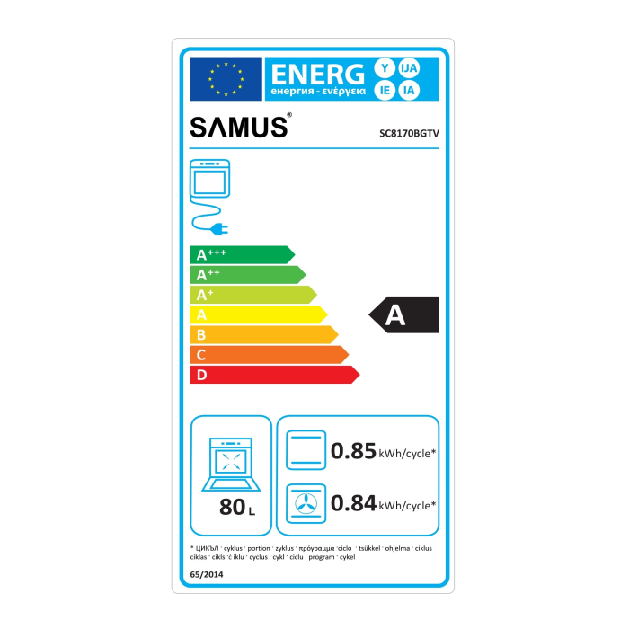 Cuptor incorporabil Samus SC8170BGTV, 80 l, Putere cuptor 2500 W, 7 functii, Clasa energetica A, Grill, Ventilator, Timer, Negru [6]