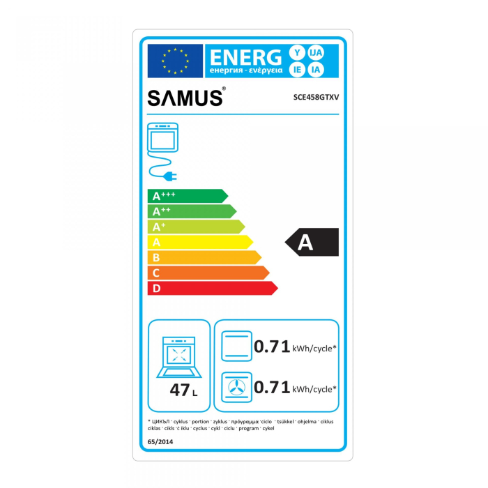 Cuptor incorporabil Samus SCE458GTXV, 47L, putere 1900W, 6 functii, clasa energetica A, latime 45 cm, Argintiu [9]