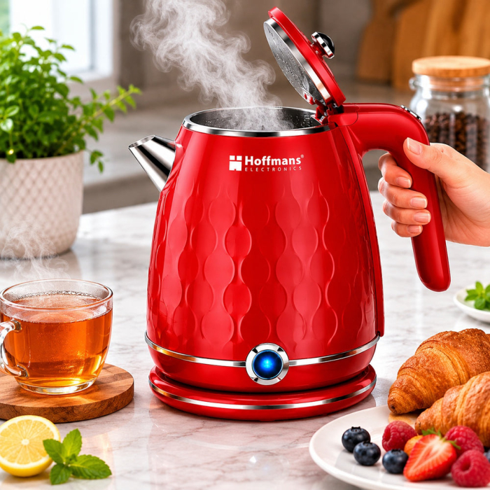 Fierbator Electric Hoffmans HM-2566, 2000W, Capacitate 2L, Inox 304, Baza Rotativa 360°, Indicator LED, Oprire Automata, Protecție la Supraincalzire, Rosu [3]
