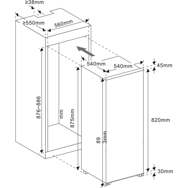 Frigider incorporabil cu o usa Samus SFBI174E, 118 L, Clasa E, H 88 cm, Alb [5]