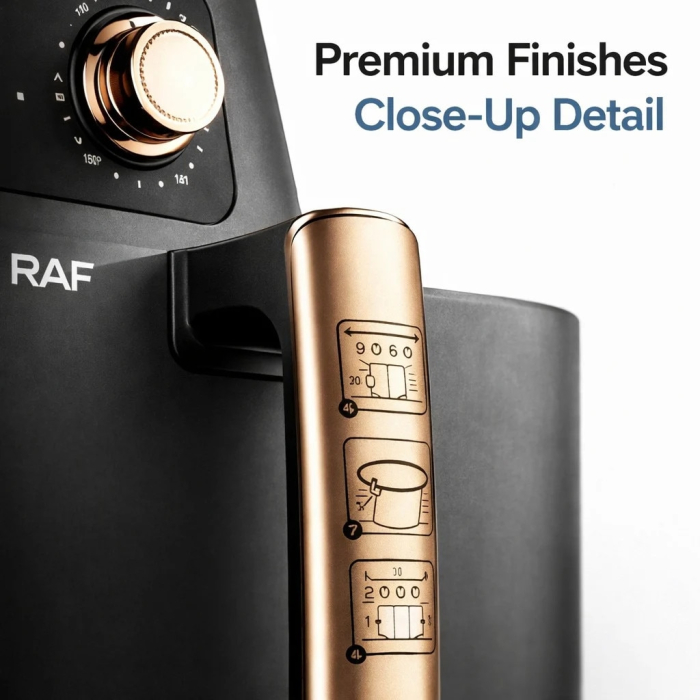 Friteuză cu Aer Cald Dublă RAF R-5236, 8L, 2800W, 2 Coșuri Independente, Touch Screen Digital, Ușă Dublă, Gătire Rapidă cu Aer 360°, Timer 60 Minute, Negru [6]