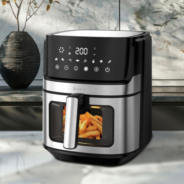 Friteuza cu aer cald Samus AF6.5B-S1700DW, capacitate 6.5L, putere 1700W, afisaj electronic, Timer, cu fereastra [4]