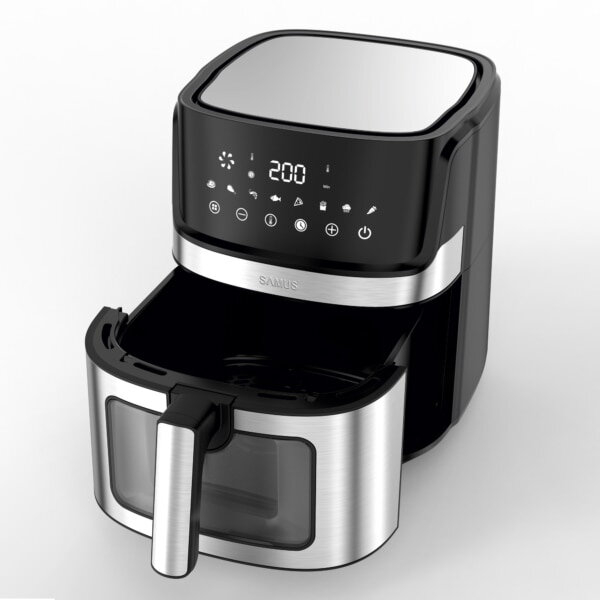 Friteuza cu aer cald Samus AF6.5B-S1700DW, capacitate 6.5L, putere 1700W, afisaj electronic, Timer, cu fereastra [7]