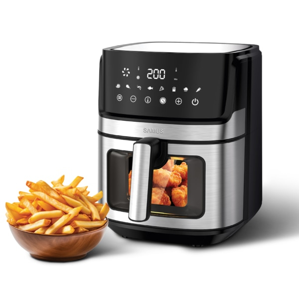 Friteuza cu aer cald Samus AF6.5B-S1700DW, capacitate 6.5L, putere 1700W, afisaj electronic, Timer, cu fereastra [3]