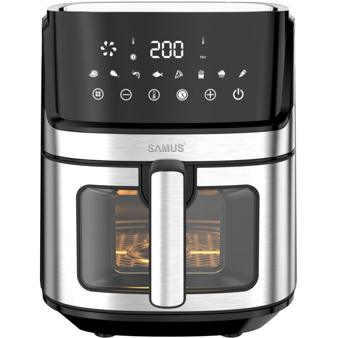 Friteuza cu aer cald Samus AF6.5B-S1700DW, capacitate 6.5L, putere 1700W, afisaj electronic, Timer, cu fereastra [5]