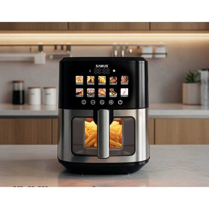 Friteuza cu aer cald Samus AF6.5H-S1701DW, 6.5 l, 1700 W, Afisaj electronic color, Control digital tactil, Timer 0-60 min, 10 programe, Tehnologia Fry-Force 360° [7]