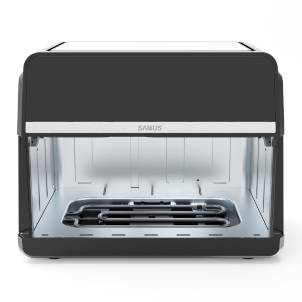 Friteuza cu aer cald Samus AF9DUO-S2600DW, 2600 W, 9 litri, Doua cosuri cu interior antiaderent: 3.5 litri si 5.5 litri cu fereastra, Afisaj electronic color, Touch Control, Timer, 10 programe [3]