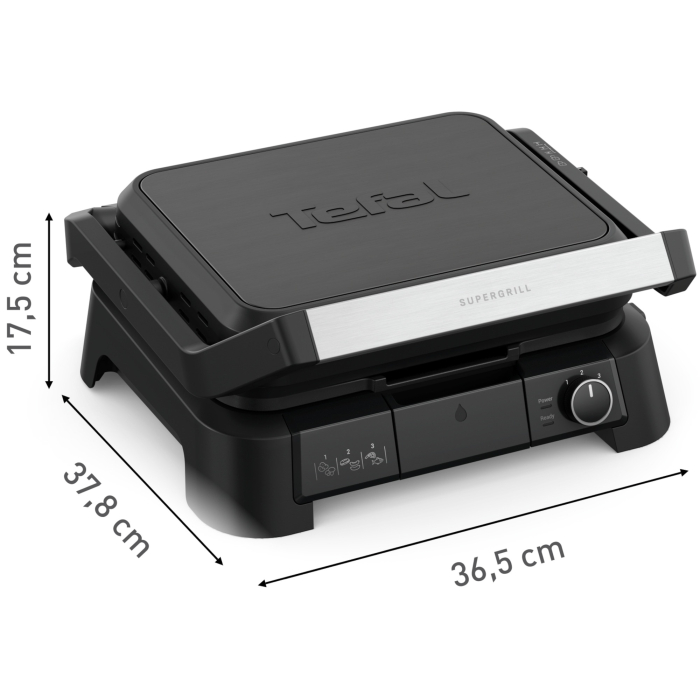 Gratar electric multifunctional Tefal SuperGrill 3 in 1 GC5108E0, 2000 W, Functie Barbeque si Cuptor, Termostat reglabil, Buton pornire/oprire, Negru [3]