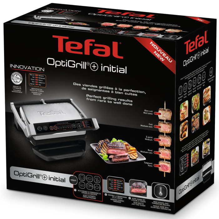 Gratar electric Tefal OptiGrill+ GC706D34, 2000W, 6 programe automate, 4 niveluri temperatura, functie dezghetare, placi detasabile antiaderente, tava colectoare grasime, indicator luminos nivel gatir [6]