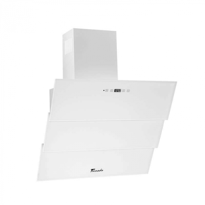 Hota Decorativa Tornado Megas 1200 (60) LED, clasa A, 1 motor Turbo, latime 60 cm, 4 viteze, absorbtie 1200 m3/ora, filtru anti-grasimi aluminiu 5 straturi, Alb [1]