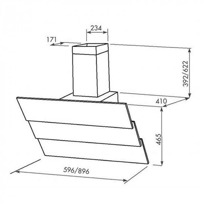 Hota Decorativa Tornado Megas 1200 (60) LED, clasa A, 1 motor Turbo, latime 60 cm, 4 viteze, absorbtie 1200 m3/ora, filtru anti-grasimi aluminiu 5 straturi, Alb [13]