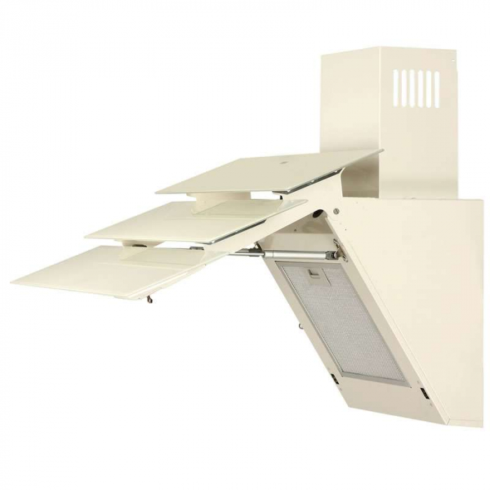 Hota Decorativa Tornado Megas 1200 (60) LED, clasa A, 1 motor Turbo, latime 60 cm, 4 viteze, absorbtie 1200 m3/ora, filtru anti-grasimi aluminiu 5 straturi, Bej [9]