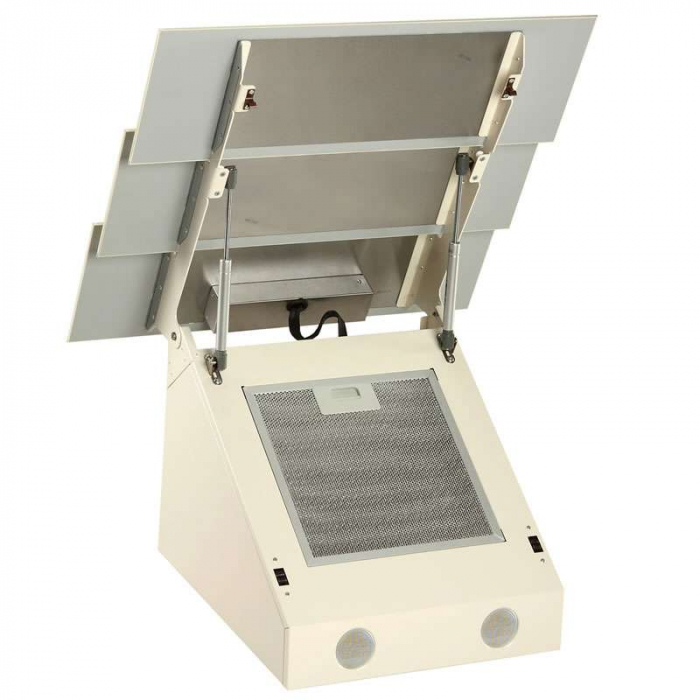 Hota Decorativa Tornado Megas 1200 (60) LED, clasa A, 1 motor Turbo, latime 60 cm, 4 viteze, absorbtie 1200 m3/ora, filtru anti-grasimi aluminiu 5 straturi, Bej [10]