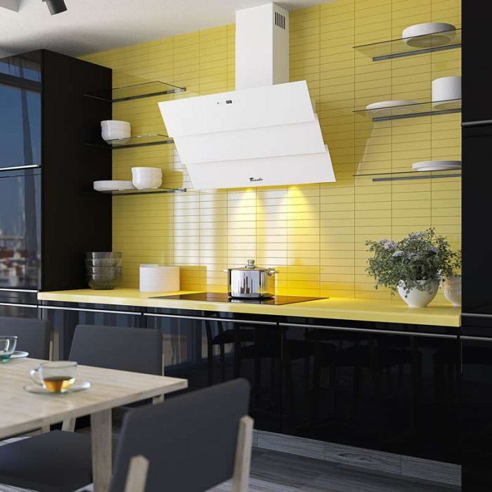 Hota Decorativa Tornado Megas 1200 (90) LED, clasa A, 1 motor Turbo, latime 90 cm, 4 viteze, absorbtie 1200 m3/ora, filtru anti-grasimi aluminiu 5 straturi, Alb [4]