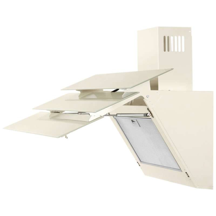 Hota Decorativa Tornado Megas 1200 (90) LED, clasa A, 1 motor Turbo, latime 90 cm, 4 viteze, absorbtie 1200 m3/ora, filtru anti-grasimi aluminiu 5 straturi, Bej [6]