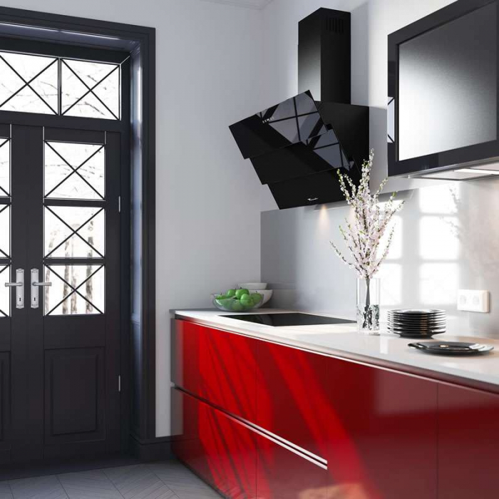 Hota Decorativa Tornado Megas 1200 (90) LED, clasa A, 1 motor Turbo, latime 90 cm, 4 viteze, absorbtie 1200 m3/ora, filtru anti-grasimi aluminiu 5 straturi, Negru [8]