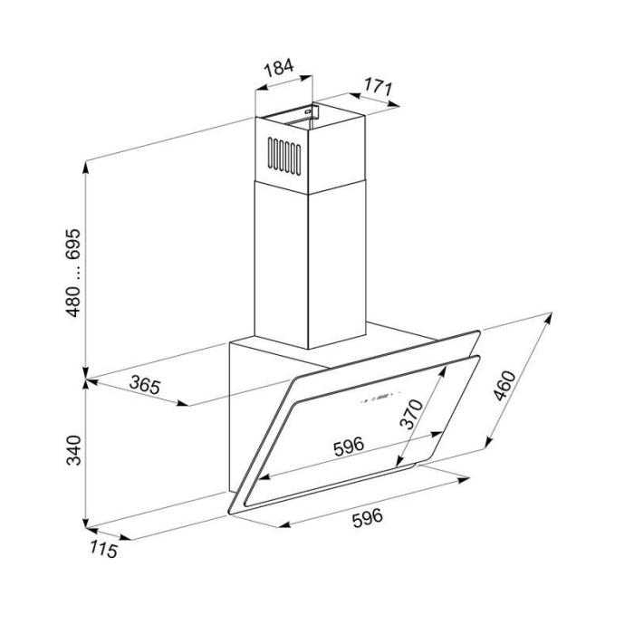 Hota Decorativa Tornado Notos 1200 (60), 1 motor, latime 60 cm, 4 viteze, absorbtie 1200 m3/ora, Alb [3]