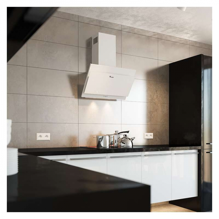 Hota Decorativa Tornado Sigma 700 (60), 1 motor, latime 60 cm, 3 viteze, absorbtie 700 m3/ora, Alb [4]