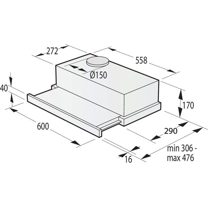 Hota incorporabila telescopica Gorenje TH62E3X, Putere de absortie 350 mc/h, Clasa C, Inox [4]
