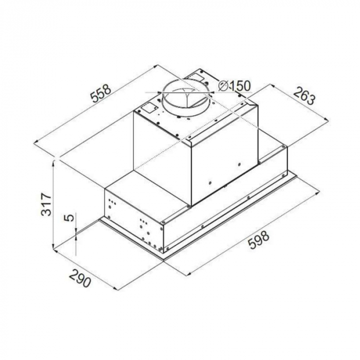 Hota Incorporabila Tornado Modul Touch Free 1200 (60), 1 motor, latime 60 cm, 4 viteze, absorbtie 1200 m3/ora, Negru [2]