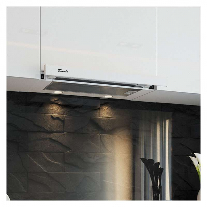 Hota Telescopica Incorporabila Tornado Sondo 700 (60), 1 motor, latime 60 cm, 2 viteze, absorbtie 700 m3/ora, Alb [4]