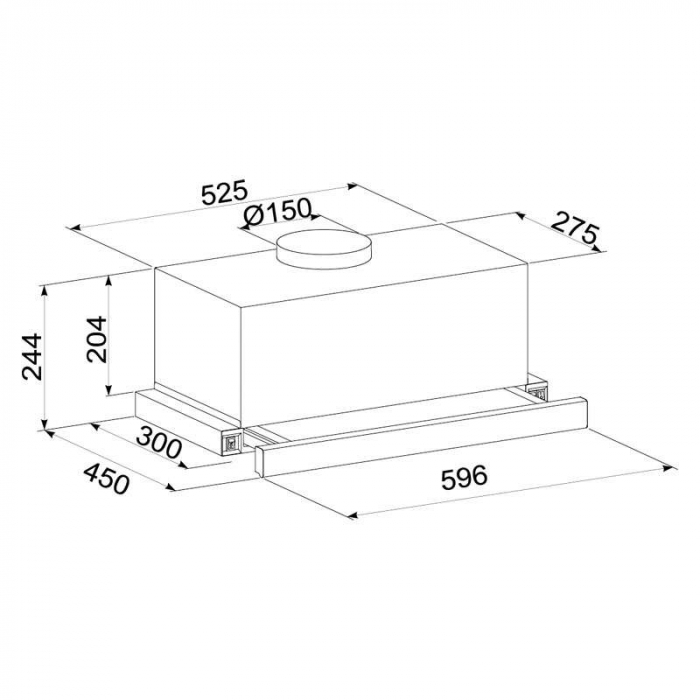 Hota Telescopica Incorporabila Tornado Storm 1200 (60), 1 motor, latime 60 cm, 3 viteze, absorbtie 1200 m3/ora, Bej [6]