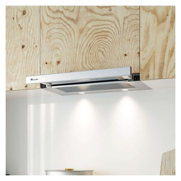 Hota Telescopica Incorporabila Tornado Storm 1200 (60), 1 motor, latime 60 cm, 3 viteze, absorbtie 1200 m3/ora, Inox [4]