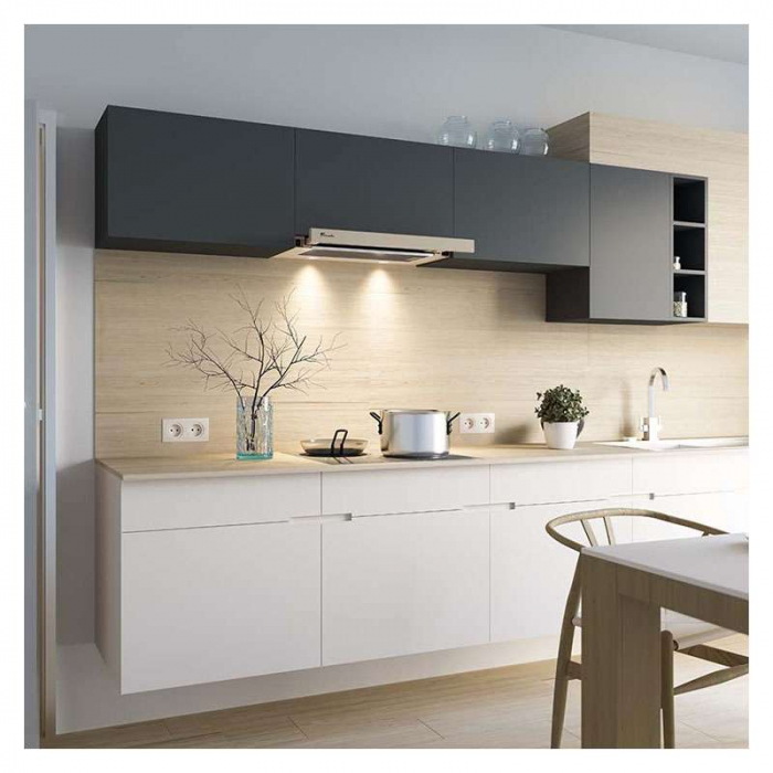 Hota Telescopica Incorporabila Tornado Storm 700 (50), 1 motor, latime 50 cm, 3 viteze, absorbtie 700 m3/ora, Bej [5]