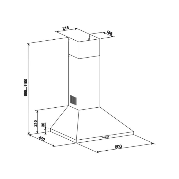Hota tip Cupola Tornado Kent 750 (60) LED, 1 motor Turbo, latime 60 cm, 3 viteze, absorbtie 750 m3/ora, filtru anti-grasimi aluminiu 5 straturi, Negru [7]