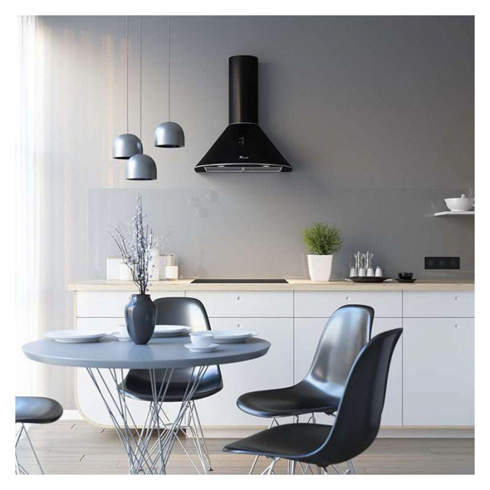 Hota tip Cupola Tornado Violla 750 (60) LED, 1 motor Turbo, latime 60 cm, 3 viteze, absorbtie 750 m3/ora, filtru anti-grasimi aluminiu 5 straturi, Negru [3]