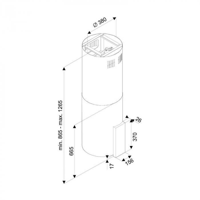 Hota tip Insula Tornado Tube Island 1200 (40) LED, 1 motor, inaltime 90-120 cm, 4 viteze, absorbtie 1200 m3/ora, Inox [2]