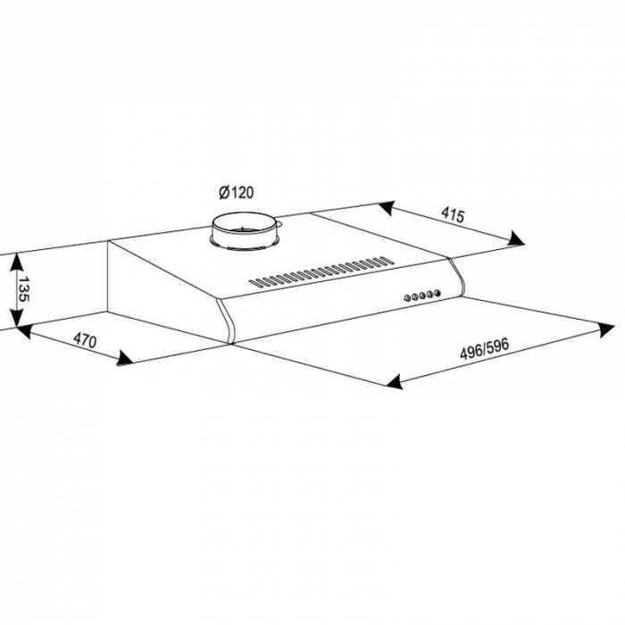 Hota traditionala Tornado Bona 20 (50) LED, 2 motoare, latime 50 cm, absorbtie 560 m3/ora, filtru anti-grasimi aluminiu 5 straturi, Negru [8]