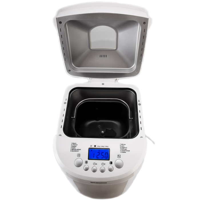 Masina de paine Daewoo DBM600W, 600 W, 900 g, 2 nivele de rumenire, 12 programe, Timer, Alb [2]