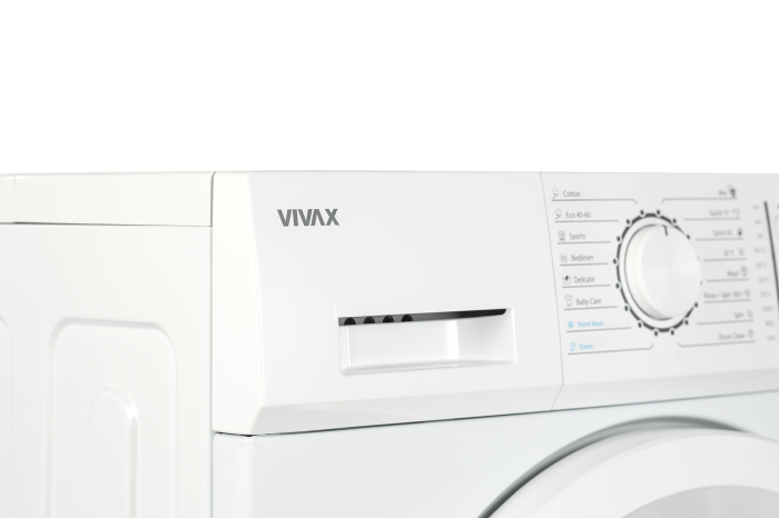 Masina de spalat cu incarcare frontala slim VIVAX WFL-100616CSI, alb, 6 kg, 1000 rpm, clasa A, motor invertor BLDC, functie abur, fara afisaj, buton alb [10]