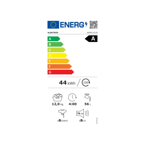 Masina de spalat rufe Albatros AWMI14125, 12 kg, Motor inverter, Displat led, 16 programe, 1400 rotatii, Clasa energetica A - 20%, Reincarcare cu rufe in timpul spalarii, Alb [5]