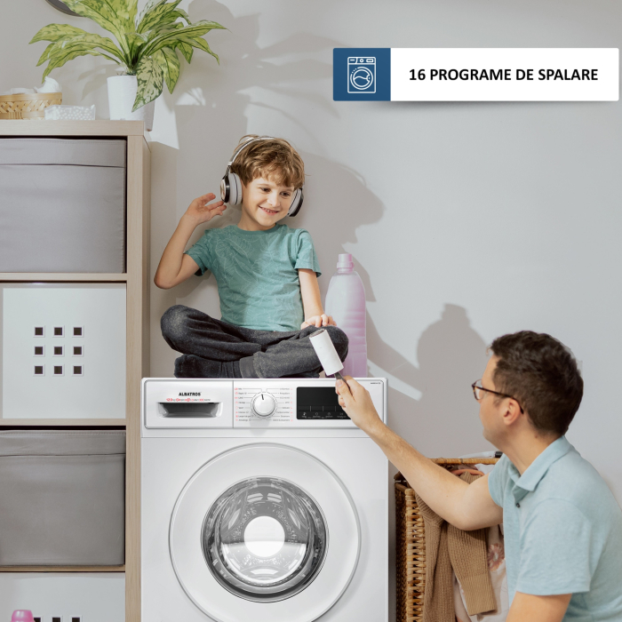 Masina de spalat rufe Albatros AWMI14125, 12 kg, Motor inverter, Displat led, 16 programe, 1400 rotatii, Clasa energetica A - 20%, Reincarcare cu rufe in timpul spalarii, Alb [10]