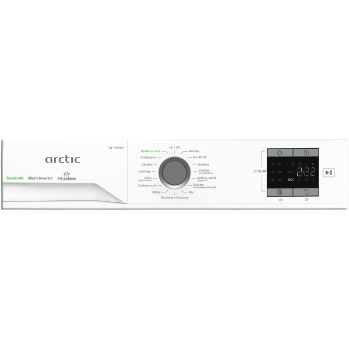 Masina de spalat rufe Arctic APLM1WFSU17210WG, 7 Kg, 1200 RPM, Motor Silent Inverter, ExtraSteam, Drum Clean+Steam, Child Lock, Anticrease, Digital Display, Add-In, Clasa A, Alb [6]